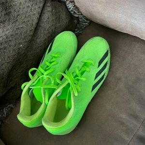 Adidas Football/Soccer cleats, neon and black, size 9